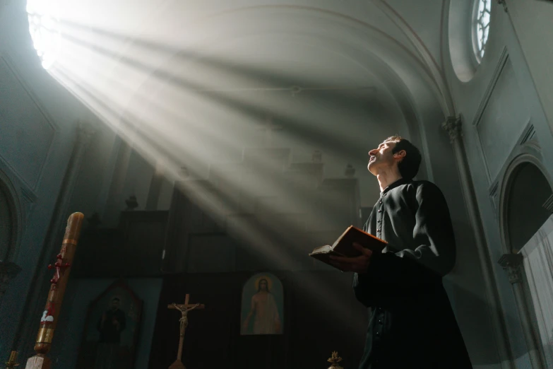 the sunlight is coming through a cathedral window