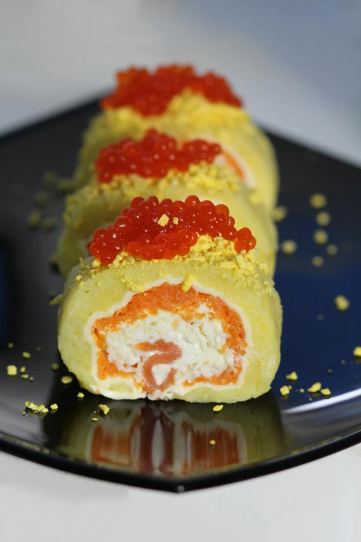there is a roll that has lots of toppings on it