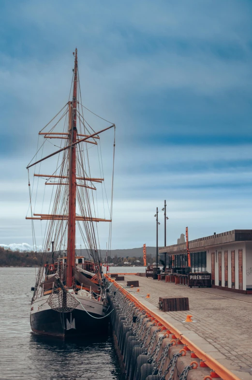 a docked ship sitting next to a dock