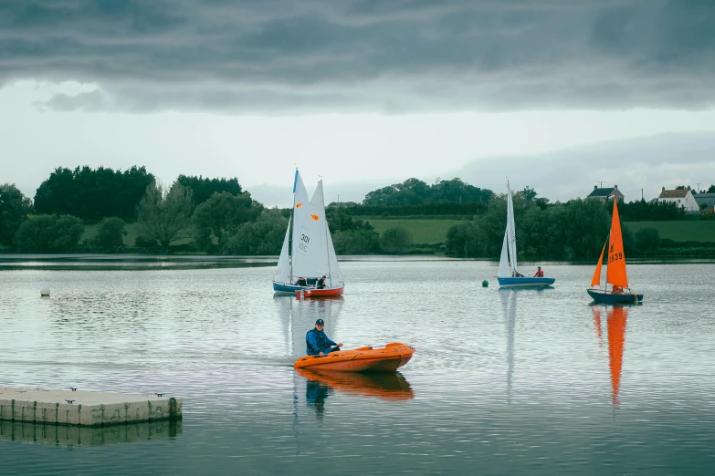 there is a man on a small boat