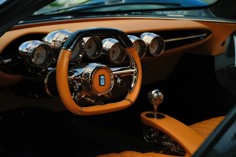 the dashboard and steering wheel inside a car