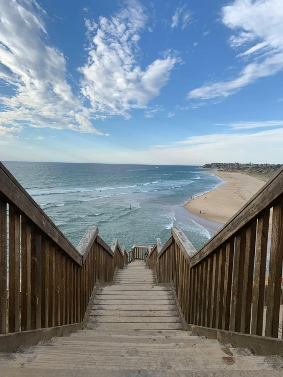 a set of steps leading to the beach