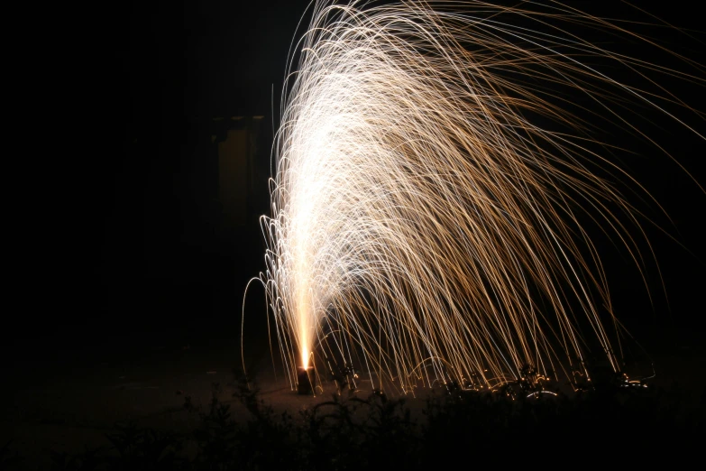 a long exposure picture shows a firework that was taken