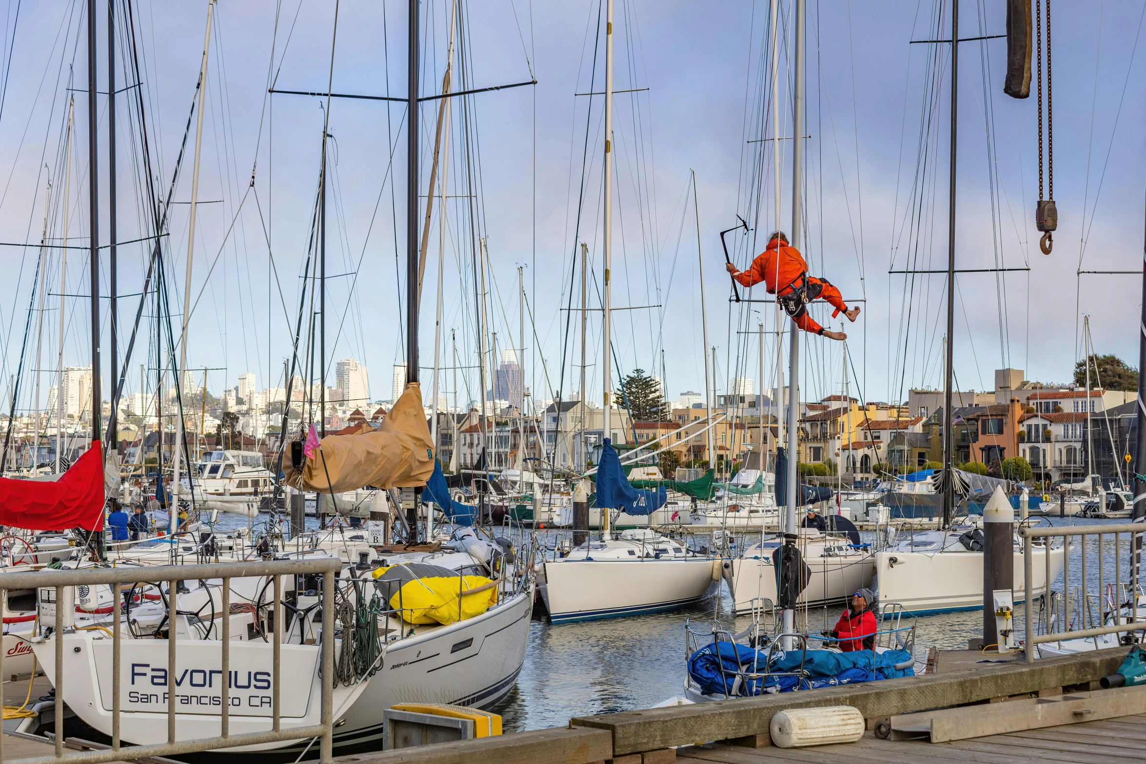 many sailboats parked next to each other in a harbor