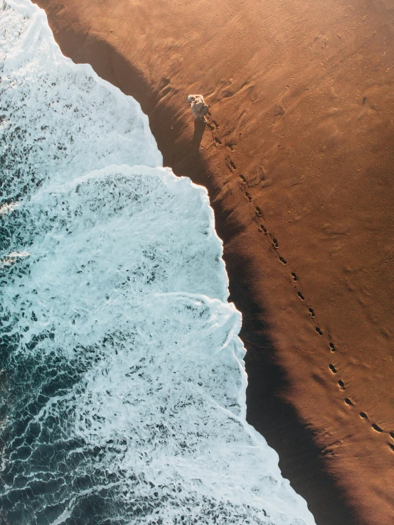 the water is really choppy by the footprints of people