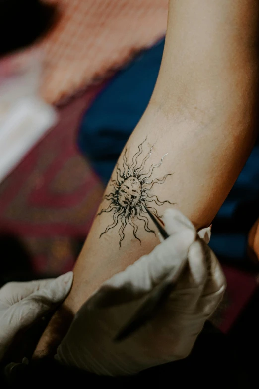 a tattoo of a dandelion is on the foot