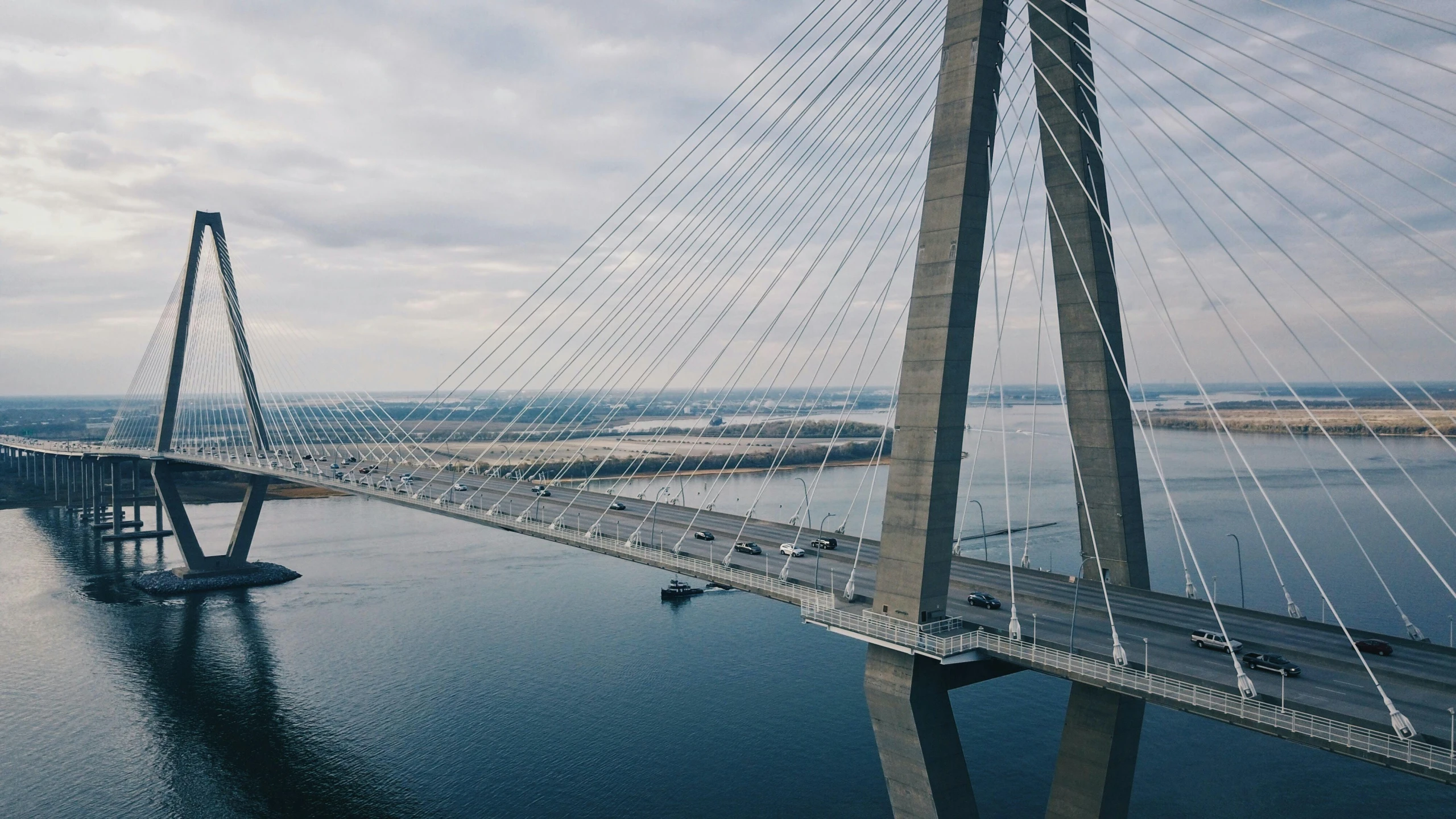 this is an aerial view of a bridge