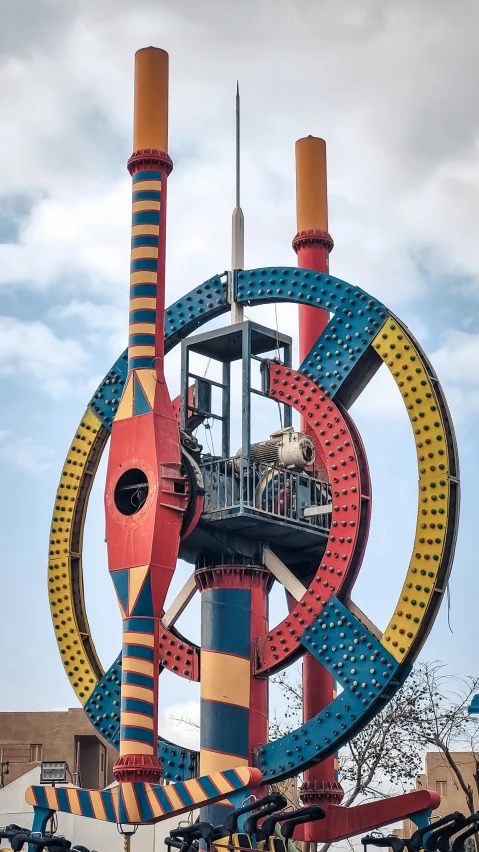 an art work has been placed on top of a building