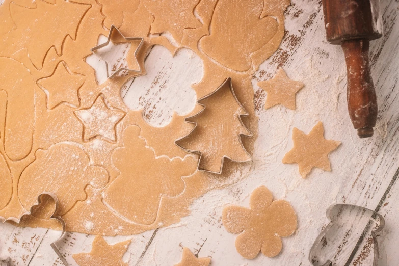 the homemade cookies are ready to be cut and baked