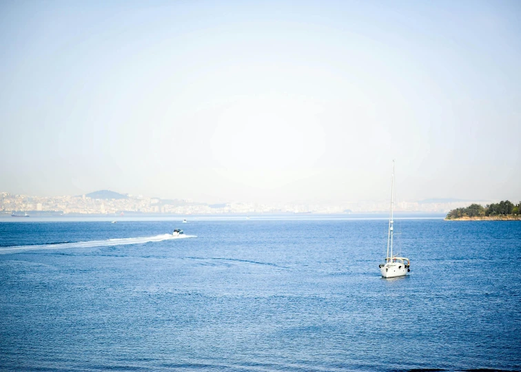 a boat is traveling through the open water