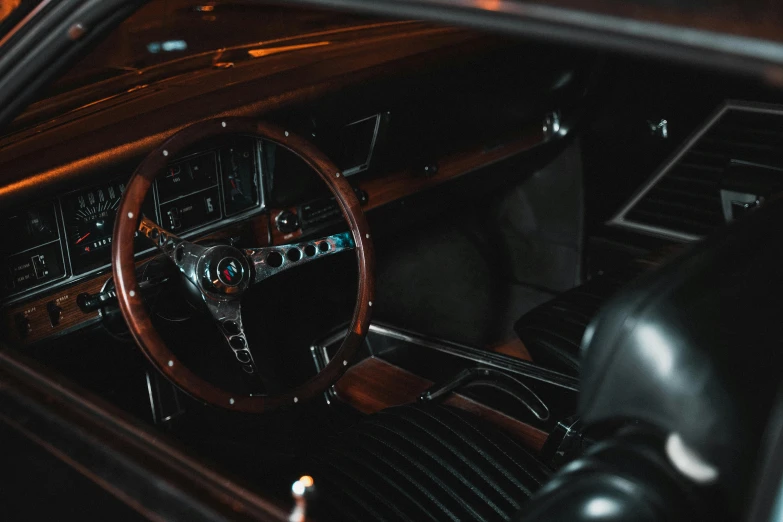 a close up of a car's interior in the dark