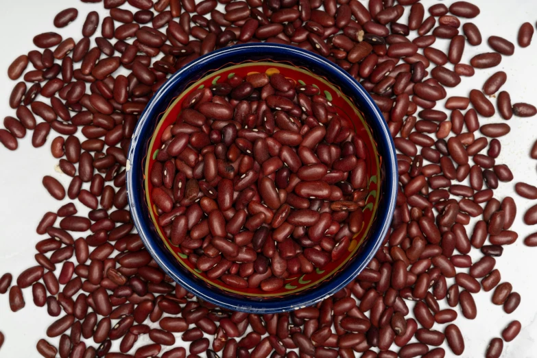 a bunch of red beans sitting in a bowl