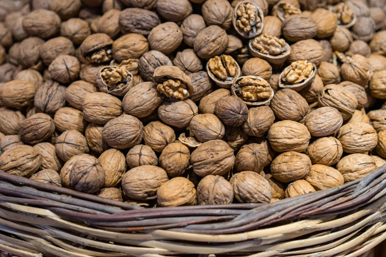 nuts of various sizes and sizes in a basket