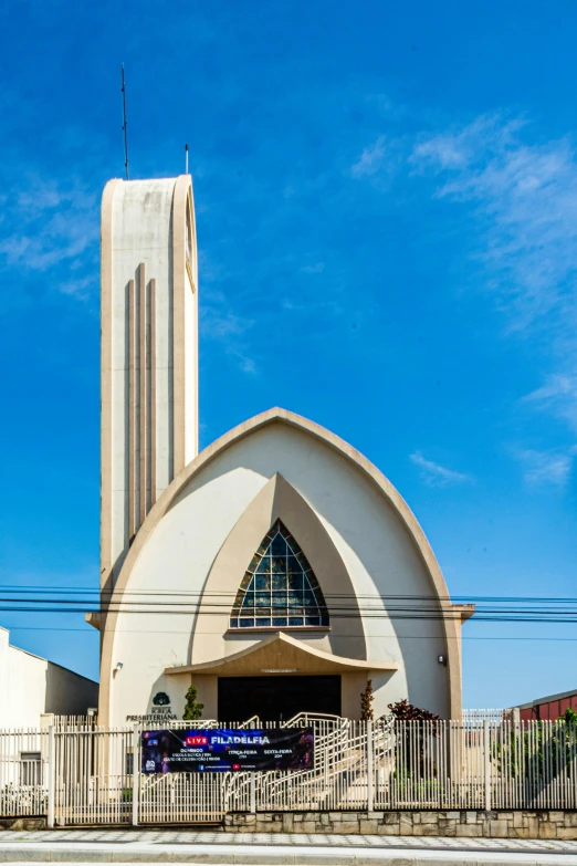 an older church with a steeple on it's side