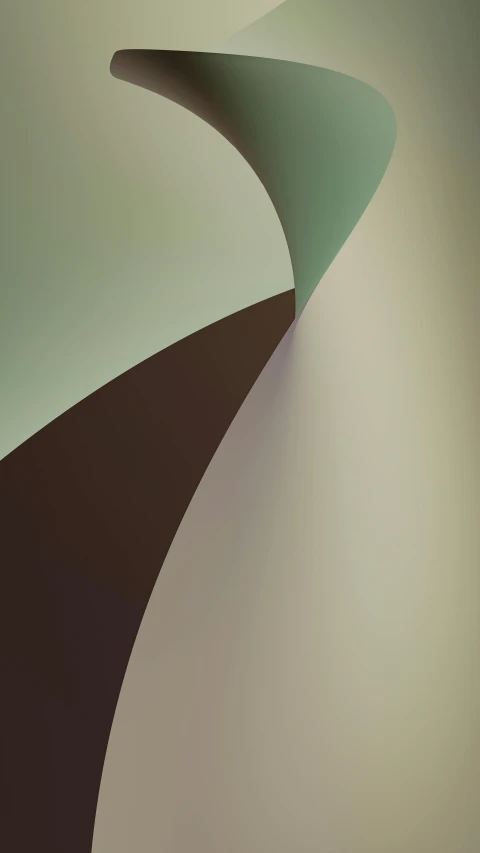 a green abstract painting with black curve design