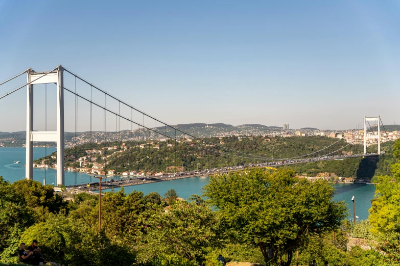 a large long bridge with a very tall span