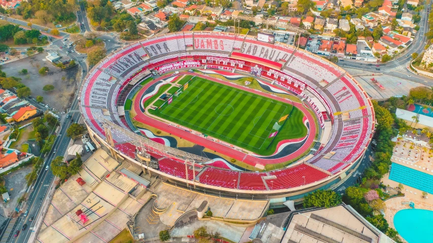 an aerial view of a soccer stadium