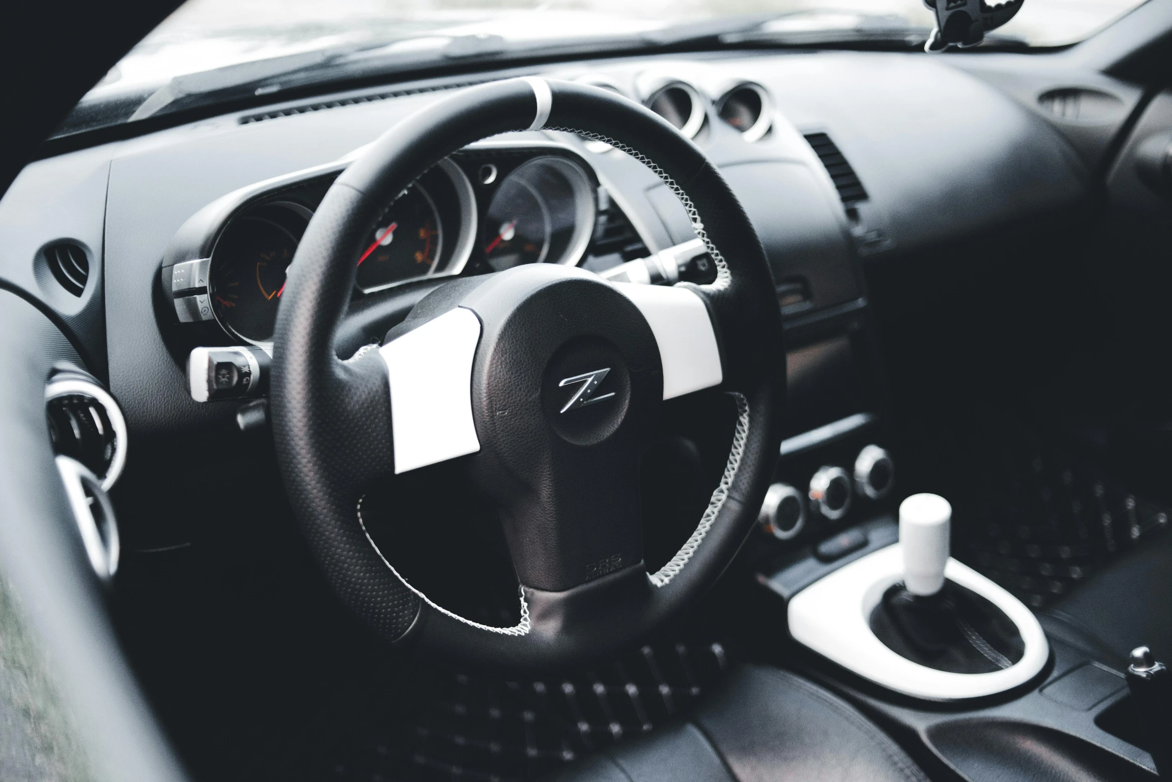 a close - up of a small car steering wheel