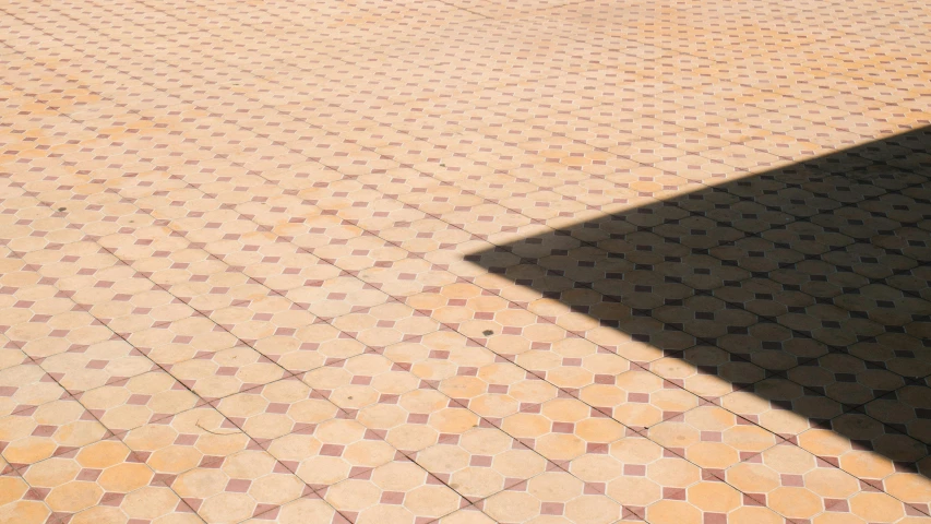 a close up of a person walking in the shadow of a bench