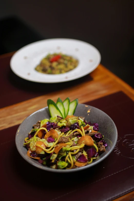 a close up of a plate of food on a table