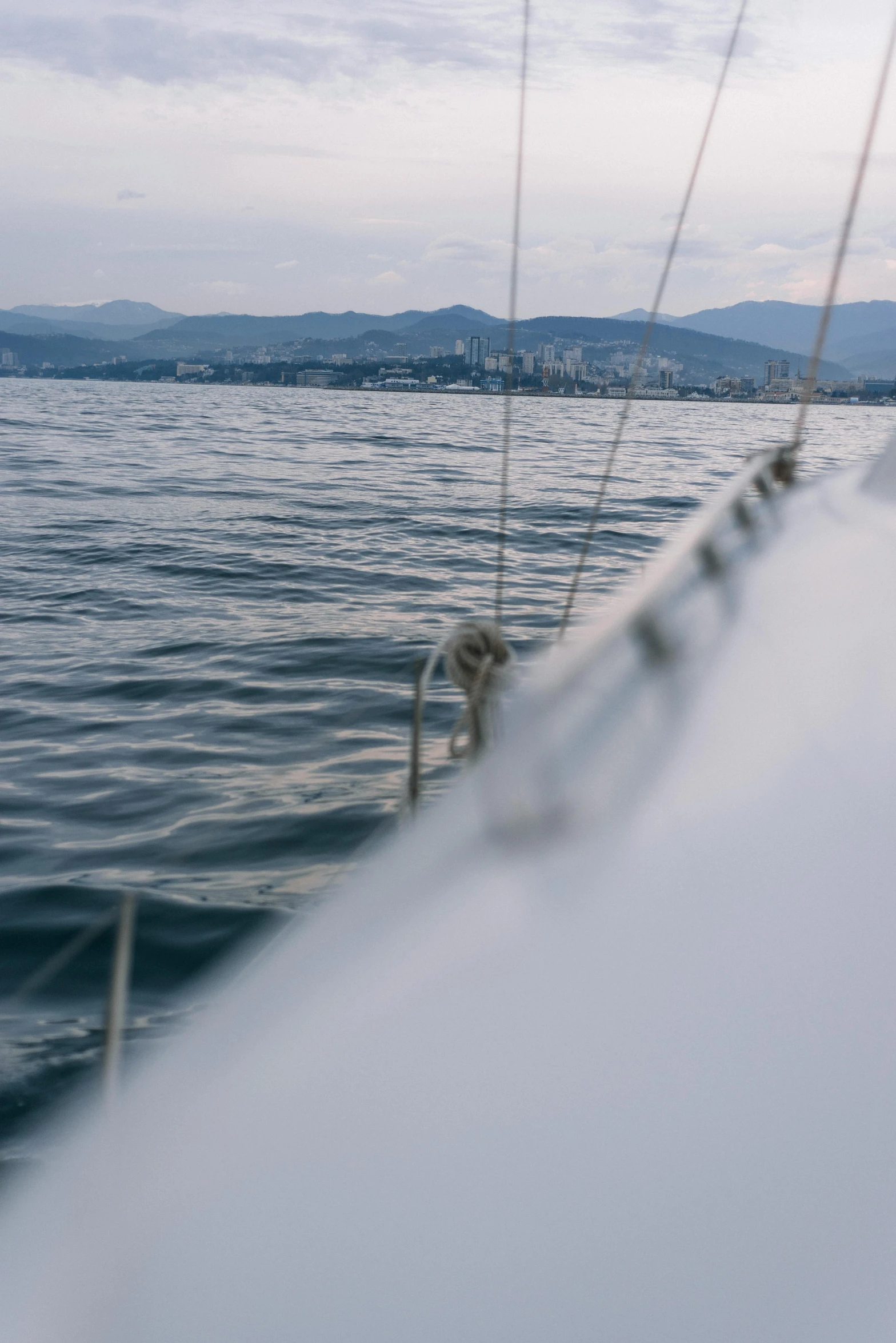 an open view of the back end of a sailboat in the ocean