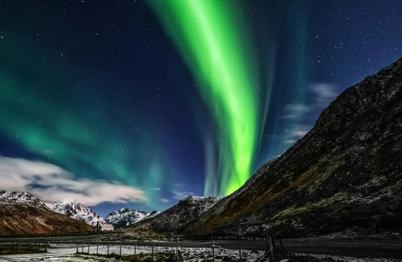 an aurora bore appears to be being lit up in the sky