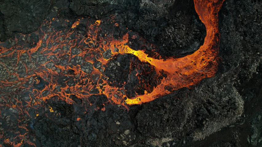 an abstract landscape of a curve made up in lava