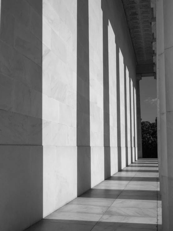 a long line of columns under the sunlight