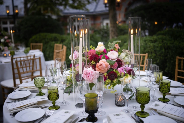 a centerpiece for a table in a formal setting