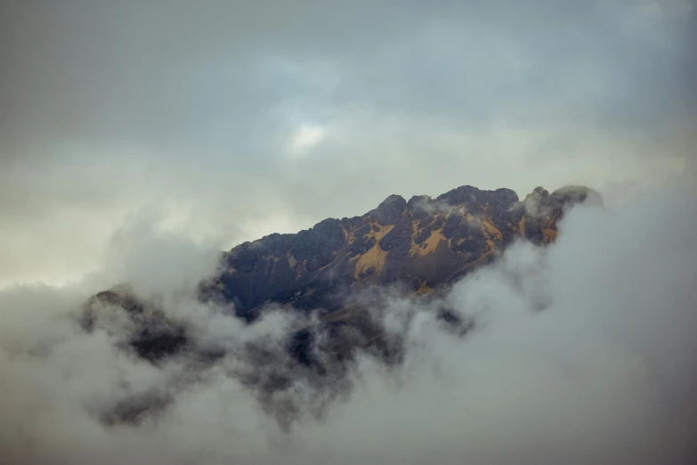 a low view of a mountain from a high altitude viewpoint