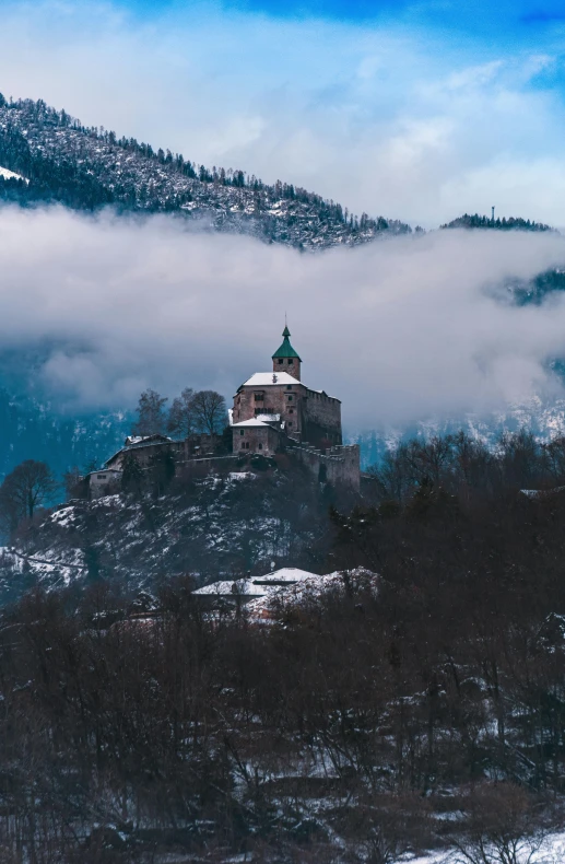 a castle in the middle of the snow