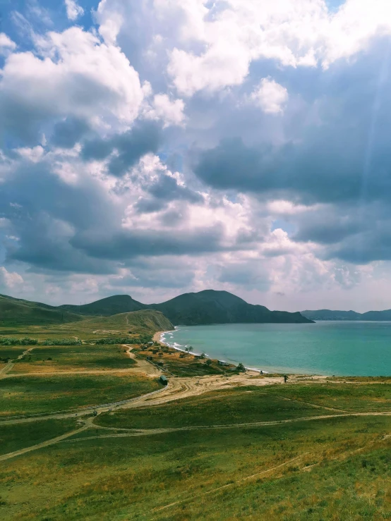 a scenic view of a beach from the sky