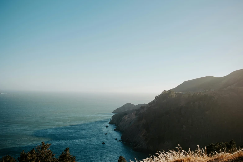 the scenic view of the ocean from atop the hill