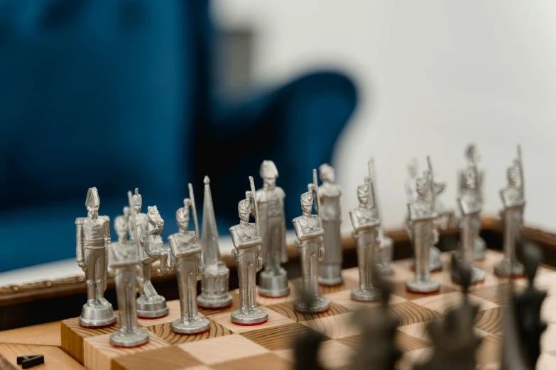 a chess board with a game set in it