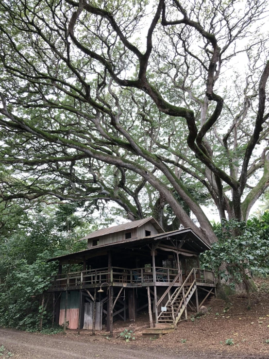 a picture of a wooden structure that looks like an old barn