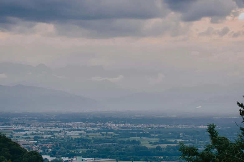 the sky is gray and a few clouds can be seen in the distance