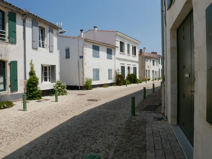 there is a row of buildings in the streets