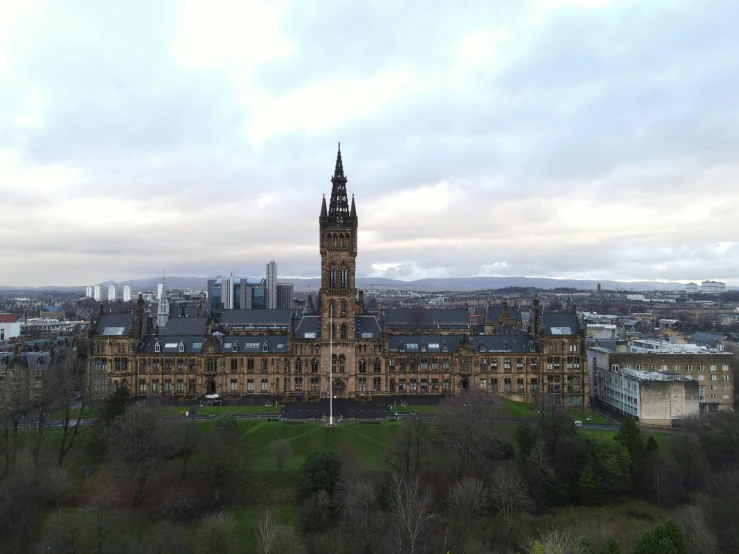 a clock tower towering over the city skyline