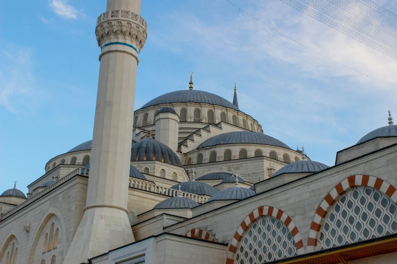 view of an ornate building from below, with a huge dome