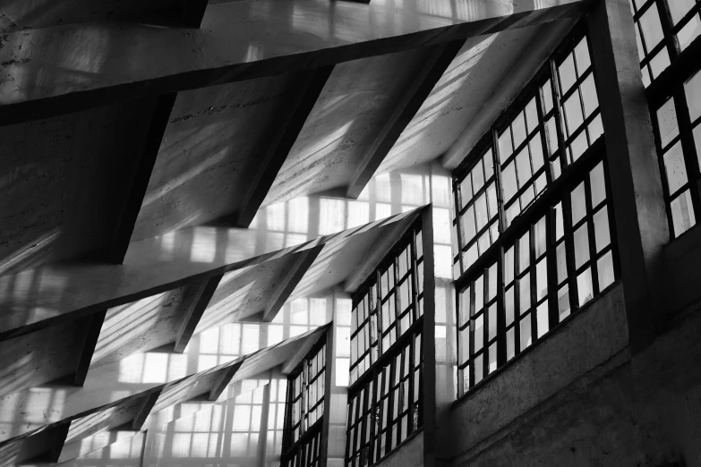 an abstract view of a building from below