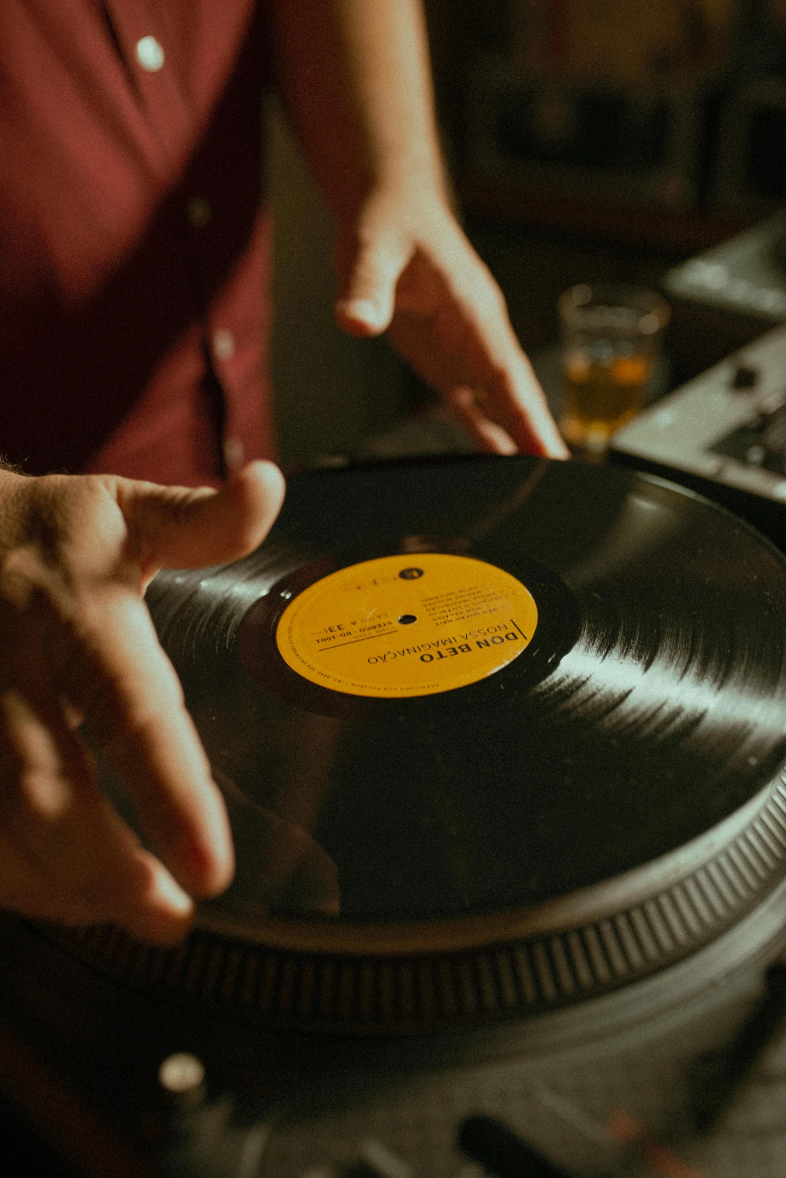 a person in red shirt  a record