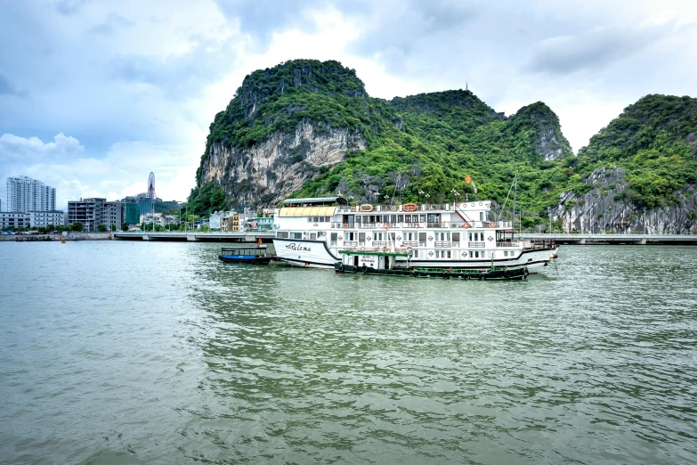 a large boat floating on top of a river