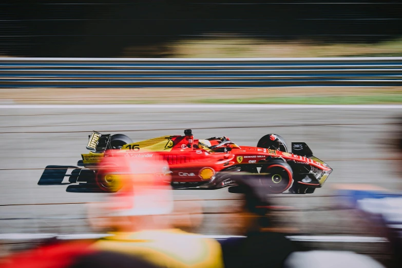 a race car going down the track during a race