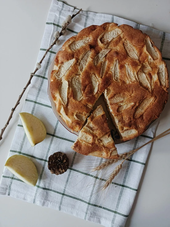 some pieces of apple pie are on a napkin