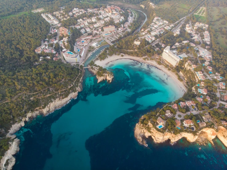 a bird's eye view of a bay and a shoreline