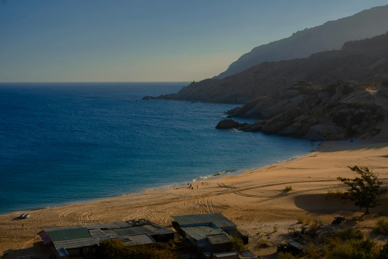 a view from above of a beach area