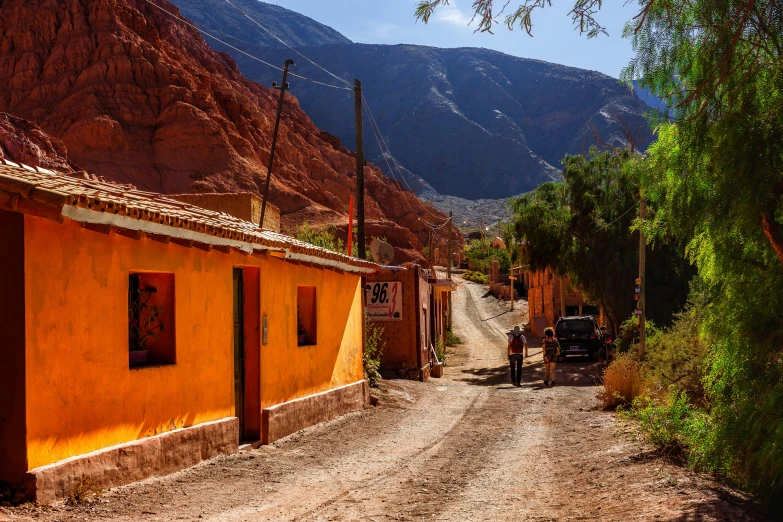 an old road leads up to two houses