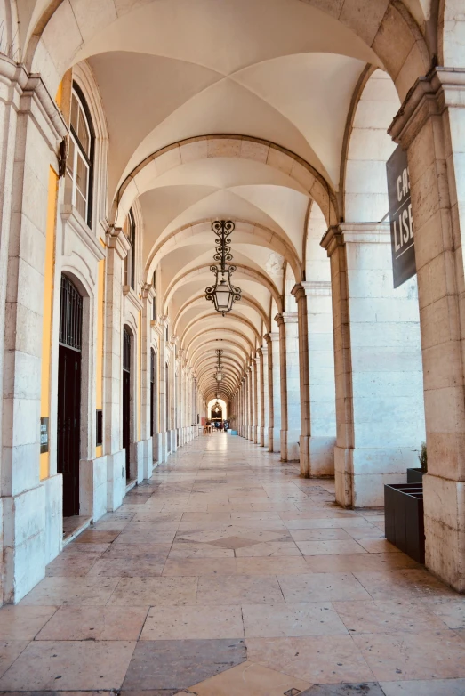 the large arches have lights on each side of them