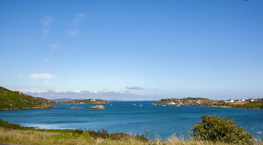 blue water is seen in this rural area