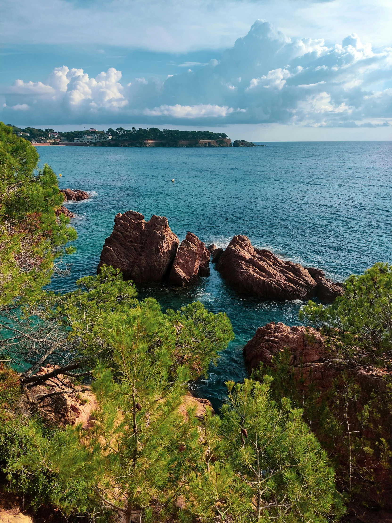 a rocky outcropping on the sea in a tropical setting